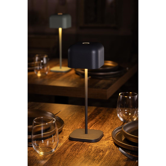 Olympia Lucca Tischlampe Quadratische Kuppel Grau 300mm 6 Olympia Lucca Tischlampe Quadratische Kuppel Grau 300mm