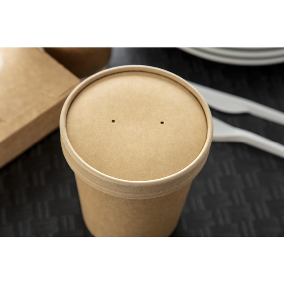 Colpac Recycelbar Kraft Mikrowellen Suppenbecher Deckel 450ml (500 Stück) 6 Colpac Recycelbar Kraft Mikrowellen Suppenbecher Deckel 450ml (500 Stück)
