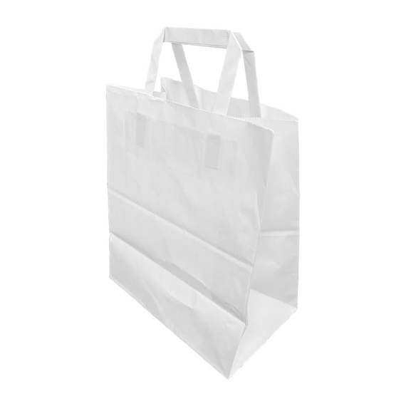 Fiesta Recycelbare Papiertragetaschen mit Flachgriff Weiß Groß (250 Stück) 2 Fiesta Recycelbare Papiertragetaschen mit Flachgriff Weiß Groß (250 Stück)