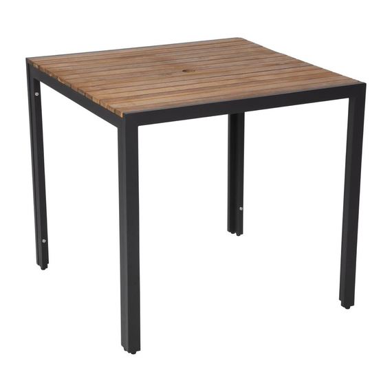 Bolero quadratischer Stahl- und Akazienholztisch 80cm 2 Bolero quadratischer Stahl- und Akazienholztisch 80cm