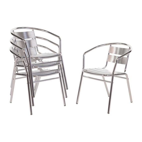 Bolero Bistrostühle mit gerundeter Armlehne Aluminium (4 Stück) 2 Bolero Bistrostühle mit gerundeter Armlehne Aluminium (4 Stück)