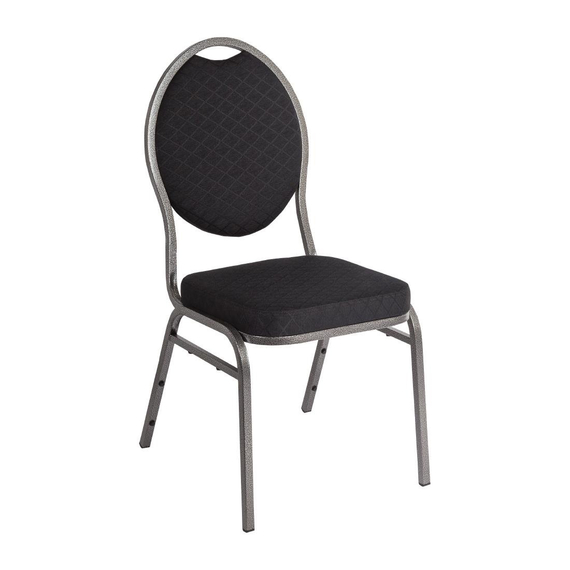 Bolero Bankettstühle mit ovaler Rückenlehne Grau & Schwarz (4 Stück) 1 Bolero Bankettstühle mit ovaler Rückenlehne Grau & Schwarz (4 Stück)
