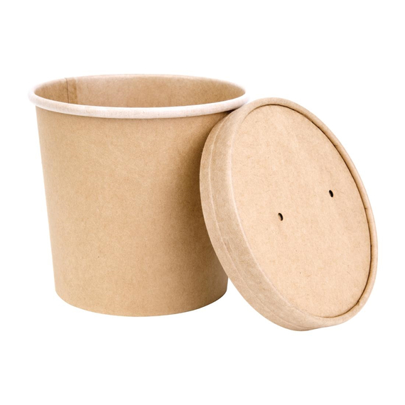 Fiesta Compostable Papierdeckel 11,8cm für Suppenbecher (500 Stück) 3 Fiesta Compostable Papierdeckel 11,8cm für Suppenbecher (500 Stück)