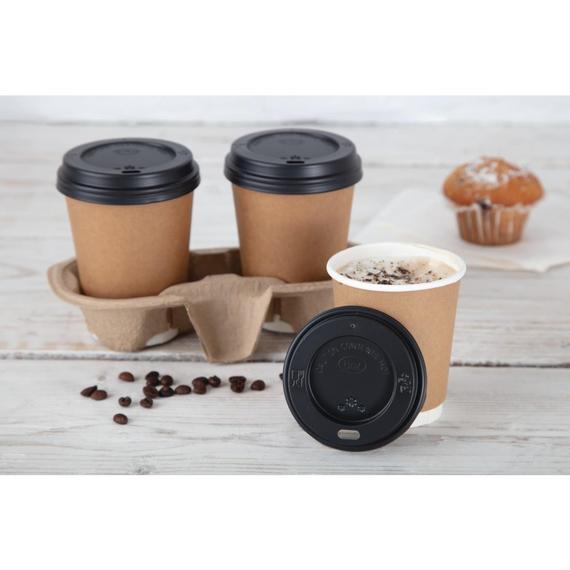 Fiesta Recyclable Deckel für 225ml-Heißgetränkebecher schwarz (50 Stück) 1 Fiesta Recyclable Deckel für 225ml-Heißgetränkebecher schwarz (50 Stück)