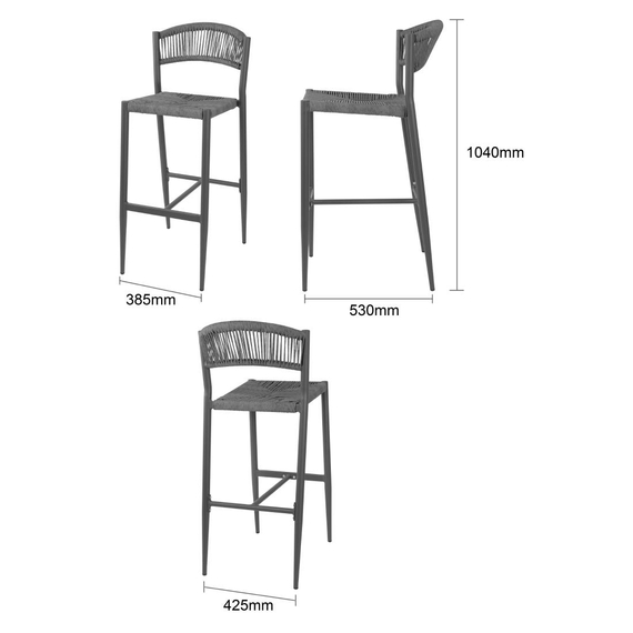 Bolero Eden PE Twist Rattan Outdoor Barhocker Charcoal (2 Stück) 4 Bolero Eden PE Twist Rattan Outdoor Barhocker Charcoal (2 Stück)