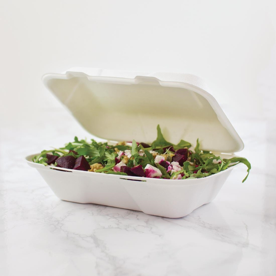 Vegware kompostierbare Einweg Menüboxen mit Klappdeckel aus Bagasse 22,8cm (200 Stück) 3 Vegware kompostierbare Einweg Menüboxen mit Klappdeckel aus Bagasse 22,8cm (200 Stück)