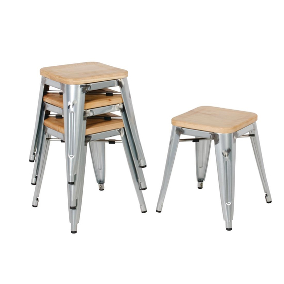 Bolero Bistro Stuhl aus verzinktem Stahl mit Holzsitz (4 Stück) 6 Bolero Bistro Stuhl aus verzinktem Stahl mit Holzsitz (4 Stück)