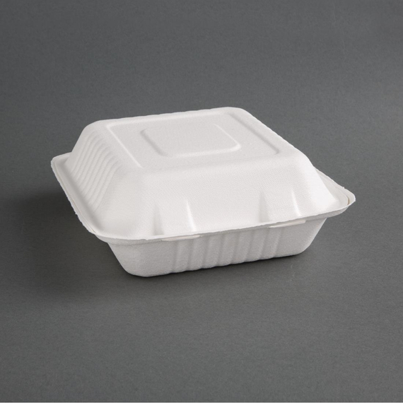 Fiesta Compostable kompostierbare Menüboxen aus Bagasse mit Klappdeckel 3-geteilt (200 Stück) 2 Fiesta Compostable kompostierbare Menüboxen aus Bagasse mit Klappdeckel 3-geteilt (200 Stück)