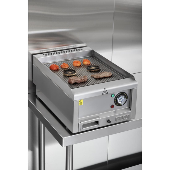 Gerippte Elektro-Grillplatte der Buffalo 600-Serie, 400 mm 4 Gerippte Elektro-Grillplatte der Buffalo 600-Serie, 400 mm