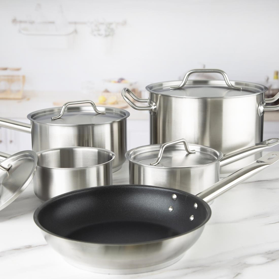 Vogue Cook Like A Pro 5-teiliges Induktionskochgeschirr-Set aus Edelstahl 6 Vogue Cook Like A Pro 5-teiliges Induktionskochgeschirr-Set aus Edelstahl
