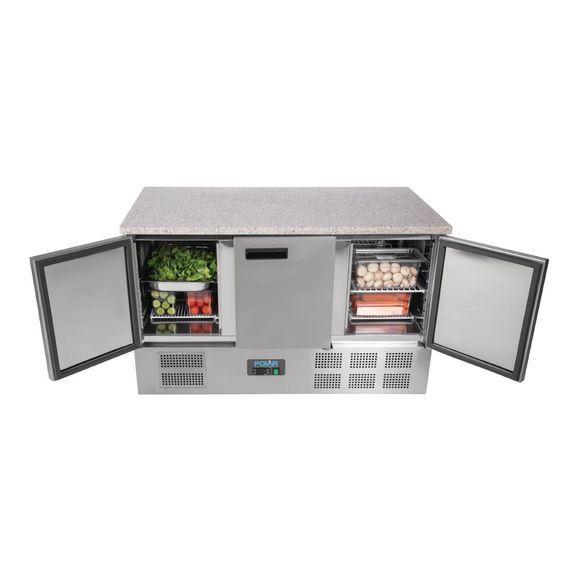 Polar Serie G Thekenkühltisch mit Marmorarbeitsfläche 3-türig 368Ltr 2 Polar Serie G Thekenkühltisch mit Marmorarbeitsfläche 3-türig 368Ltr