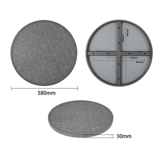 Runde Bolero-Tischplatte aus Glasfaser, gebürstet schwarz, 580 mm 3 Runde Bolero-Tischplatte aus Glasfaser, gebürstet schwarz, 580 mm