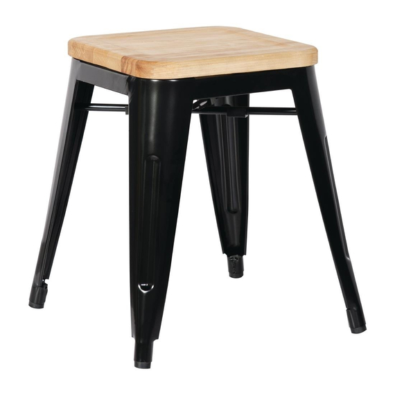 Bolero Bistro Hocker mit Holzsitzpolster Schwarz (4er Pack) (4 Stück) 1 Bolero Bistro Hocker mit Holzsitzpolster Schwarz (4er Pack) (4 Stück)