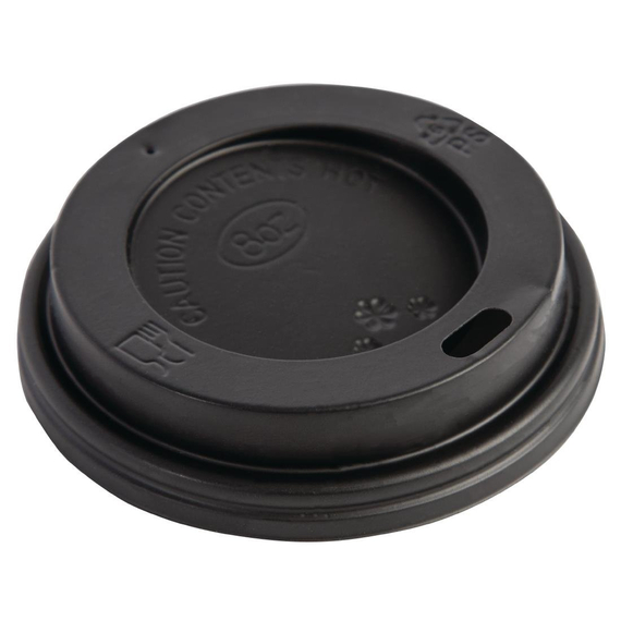 Fiesta Recyclable Deckel für 225ml-Heißgetränkebecher schwarz (50 Stück) Fiesta Recyclable Deckel für 225ml-Heißgetränkebecher schwarz (50 Stück)
