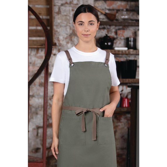 Southside Baumwoll-Canvas Latzschürze Khaki 5 Southside Baumwoll-Canvas Latzschürze Khaki