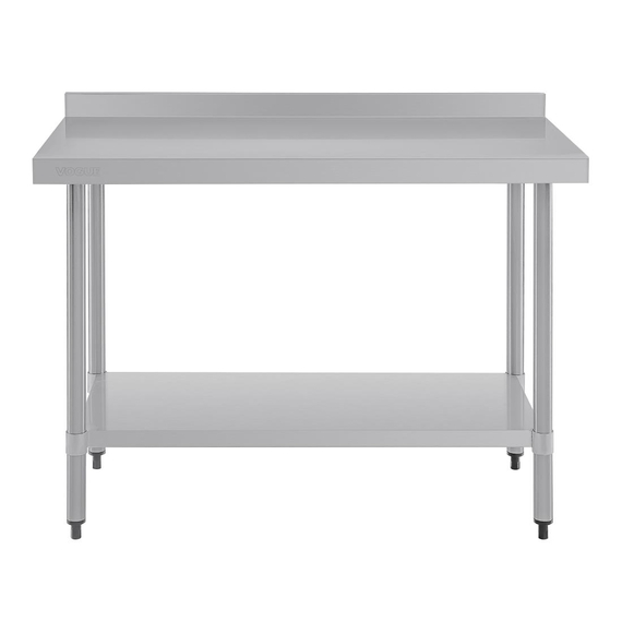 Vogue Edelstahl Arbeitstisch mit Aufkantung und Regalboden 120 x 60cm 4 Vogue Edelstahl Arbeitstisch mit Aufkantung und Regalboden 120 x 60cm