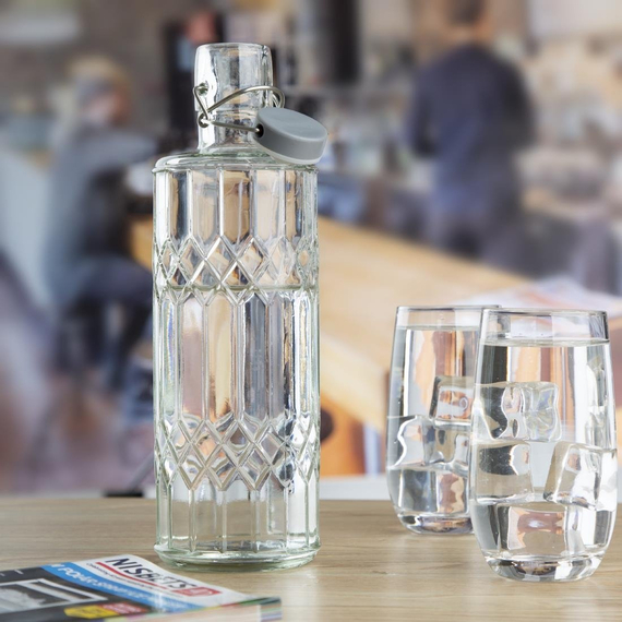 Olympia geo Glaswasserflasche mit Stöpsel 1 Liter (6 Stück) 4 Olympia geo Glaswasserflasche mit Stöpsel 1 Liter (6 Stück)