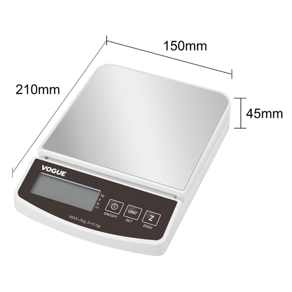 Vogue Elektronische Waage 3kg 5 Vogue Elektronische Waage 3kg