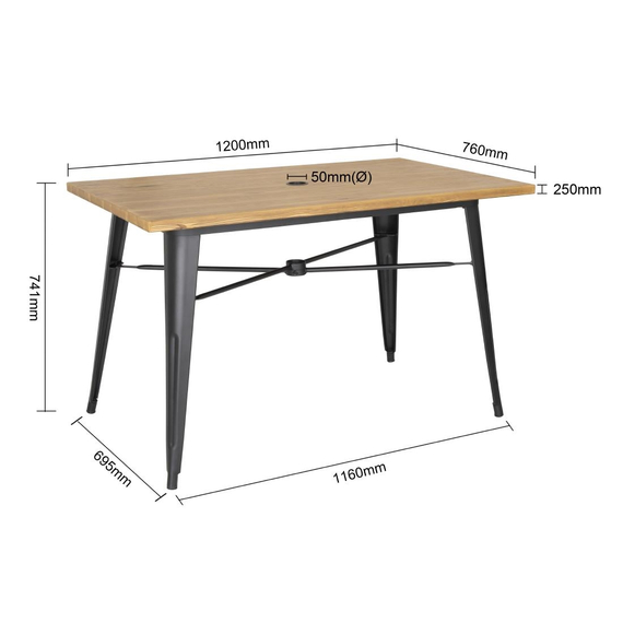 Bolero Kompletter Outdoor Tisch 120x76x76cm Helles Holz 6 Bolero Kompletter Outdoor Tisch 120x76x76cm Helles Holz