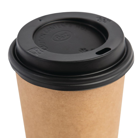 Fiesta Recyclable Deckel für 225ml-Heißgetränkebecher schwarz (50 Stück) 2 Fiesta Recyclable Deckel für 225ml-Heißgetränkebecher schwarz (50 Stück)