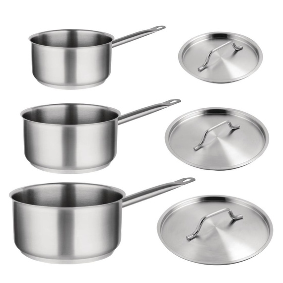 Vogue Kochen wie die Profis Set von 3x Stieltöpfen aus Edelstahl 2 Vogue Kochen wie die Profis Set von 3x Stieltöpfen aus Edelstahl