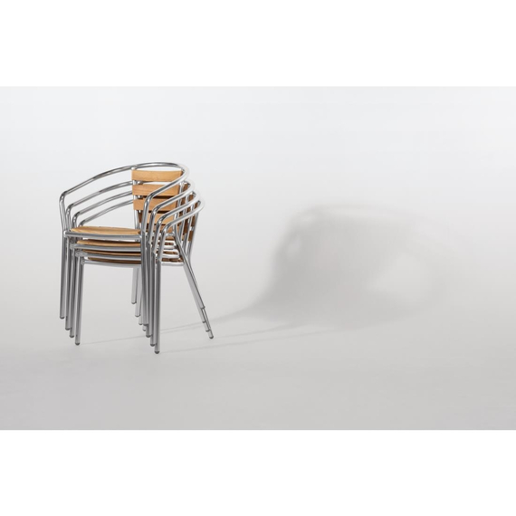 Bolero Aluminium Bistrostühle mit Rückenlehne aus Eschenholz (4 Stück) 5 Bolero Aluminium Bistrostühle mit Rückenlehne aus Eschenholz (4 Stück)