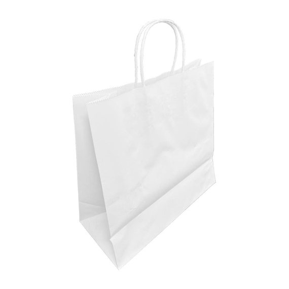 Fiesta Recycelbare Papiertüte mit Drehgriff Weiß - Mittel (250 Stück) Fiesta Recycelbare Papiertüte mit Drehgriff Weiß - Mittel (250 Stück)