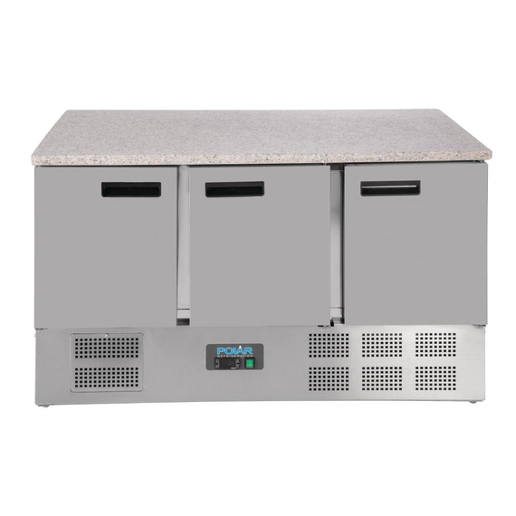 Polar Serie G Thekenkühltisch mit Marmorarbeitsfläche 3-türig 368Ltr Polar Serie G Thekenkühltisch mit Marmorarbeitsfläche 3-türig 368Ltr