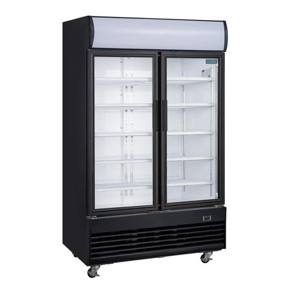 Polar G-Serie Kühlvitrine mit Schwenktür und Leuchtkasten 950Ltr Schwarz 2 Polar G-Serie Kühlvitrine mit Schwenktür und Leuchtkasten 950Ltr Schwarz
