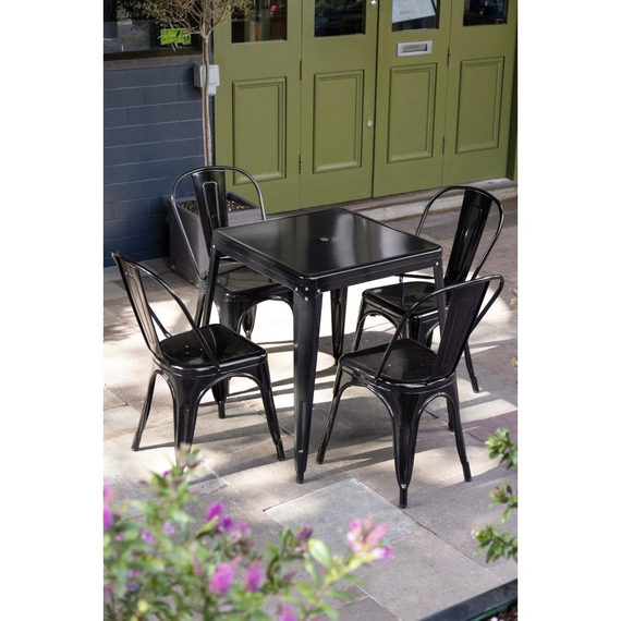 Bolero Bistro Stahl Beistellstühle Schwarz (4 Stück) 4 Bolero Bistro Stahl Beistellstühle Schwarz (4 Stück)