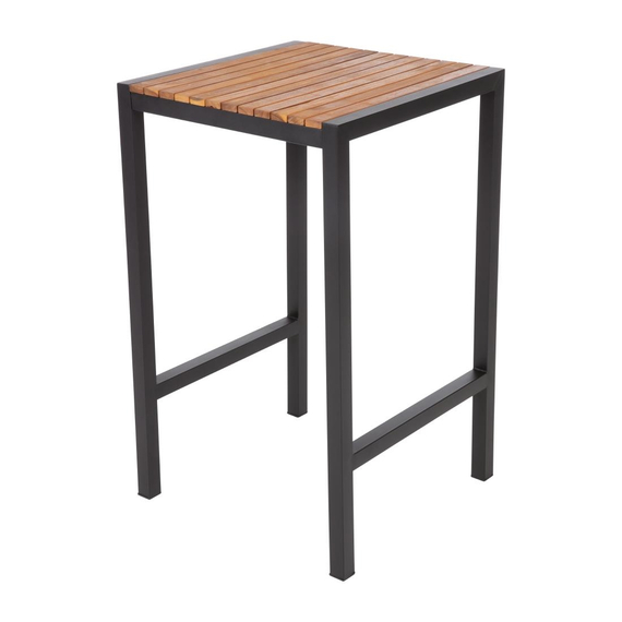 Bolero quadratischer Stahl und Akazienholz Bartisch 60cm 2 Bolero quadratischer Stahl und Akazienholz Bartisch 60cm