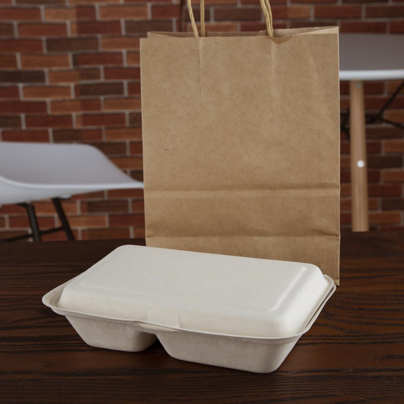 Fiesta Compostable kompostierbare Bagasse Lebensmittelboxen 2 Fächer Naturfarbe 253 mm (200 Stück) 4 Fiesta Compostable kompostierbare Bagasse Lebensmittelboxen 2 Fächer Naturfarbe 253 mm (200 Stück)
