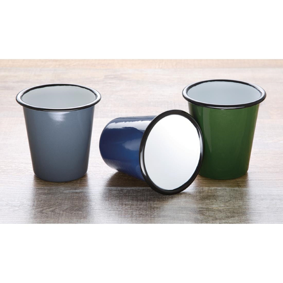 Olympia emaillierte Becher grau-schwarz 31cl (6 Stück) 3 Olympia emaillierte Becher grau-schwarz 31cl (6 Stück)
