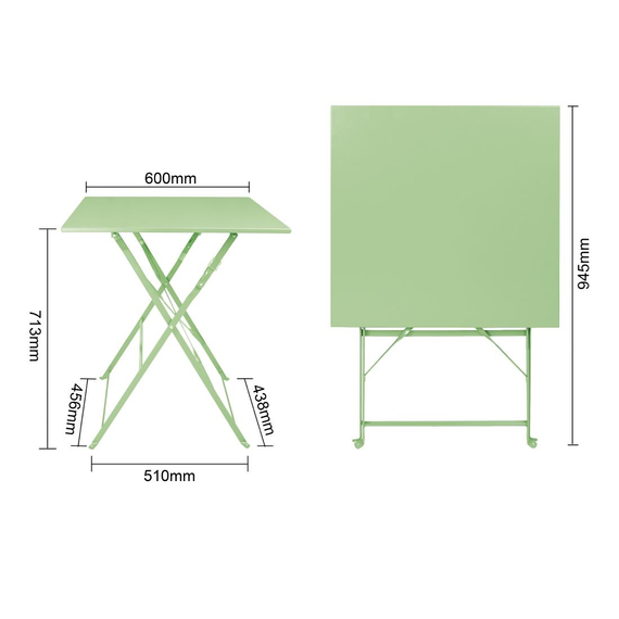 Bolero Square Pavement Style Klapptisch aus Stahl hellgrün 600 mm 8 Bolero Square Pavement Style Klapptisch aus Stahl hellgrün 600 mm