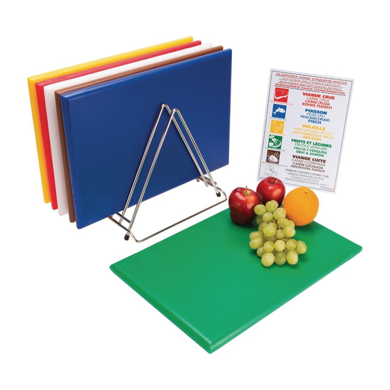 Hygiplas extra dickes Schneidebretter Set inklusive Ständer und Poster Hygiplas extra dickes Schneidebretter Set inklusive Ständer und Poster