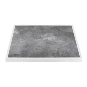 Bolero Outdoor-Tischplatte aus gehärtetem Glas mit dunklem Steineffekt und weißem Rand ¿ 700 mm