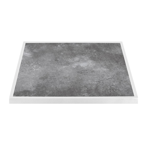 Bolero Outdoor-Tischplatte aus gehärtetem Glas mit dunklem Steineffekt und weißem Rand ¿ 700 mm Bolero Outdoor-Tischplatte aus gehärtetem Glas mit dunklem Steineffekt und weißem Rand ¿ 700 mm