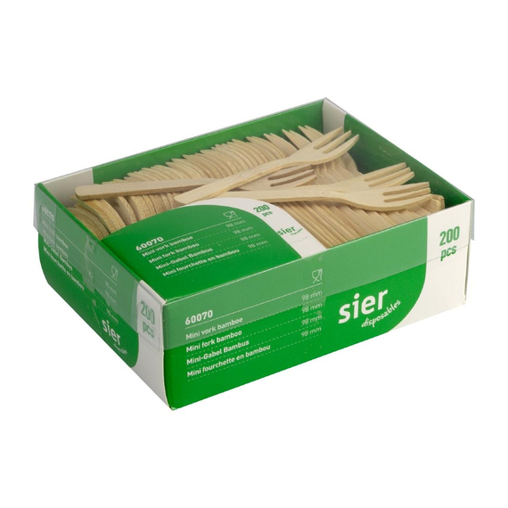 Sier Disposables Mini-Gabel Bambus 98mm (200 Stück) 2 Sier Disposables Mini-Gabel Bambus 98mm (200 Stück)