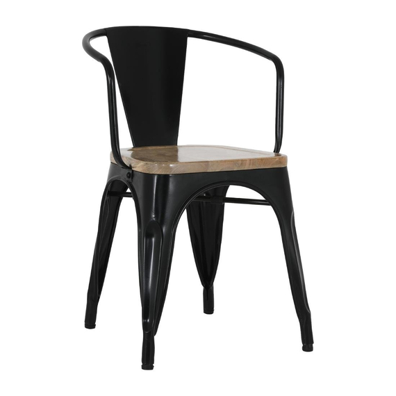 Bolero Bistro Curve Sessel Mit Mangoholz-Sitzauflage Schwarz (4 Stück) Bolero Bistro Curve Sessel Mit Mangoholz-Sitzauflage Schwarz (4 Stück)