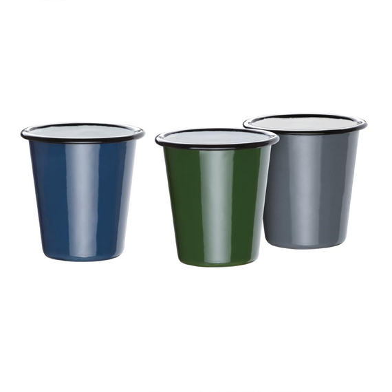 Olympia emaillierte Becher grau-schwarz 31cl (6 Stück) 5 Olympia emaillierte Becher grau-schwarz 31cl (6 Stück)