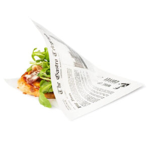 Sier Einweg Fettabweisende Papiertüte Zeitungspapier 2 Seiten offen 170 x 170 mm (300 Stück)