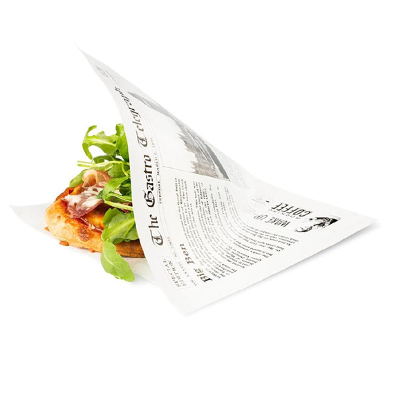 Sier Einweg Fettabweisende Papiertüte Zeitungspapier 2 Seiten offen 170 x 170 mm (300 Stück) Sier Einweg Fettabweisende Papiertüte Zeitungspapier 2 Seiten offen 170 x 170 mm (300 Stück)