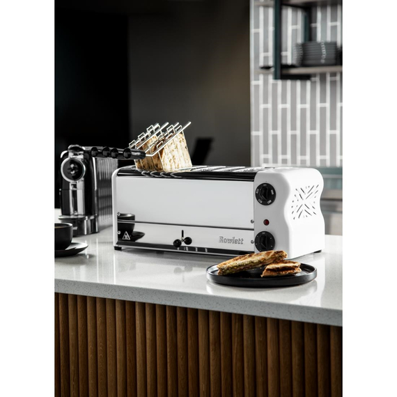 Toaster Weiß 6 Schlitze mit 2 zusätzlichen Elementen und Sandwichkäfig 7 Toaster Weiß 6 Schlitze mit 2 zusätzlichen Elementen und Sandwichkäfig