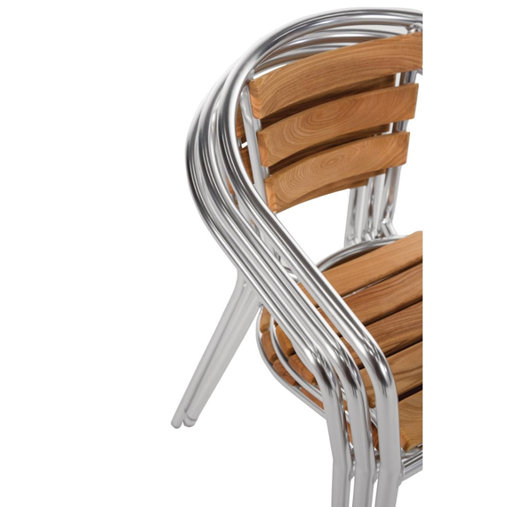 Bolero Aluminium Bistrostühle mit Rückenlehne aus Eschenholz (4 Stück) 2 Bolero Aluminium Bistrostühle mit Rückenlehne aus Eschenholz (4 Stück)