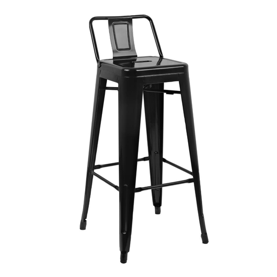 Bolero Bistro Barstuhl aus Stahl mit Rückenlehne schwarz (4 Stück) 1 Bolero Bistro Barstuhl aus Stahl mit Rückenlehne schwarz (4 Stück)