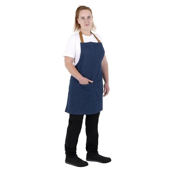 Southside Kurze Schürze in Denim Blau mit Seilband in Hellbraun 8 Southside Kurze Schürze in Denim Blau mit Seilband in Hellbraun