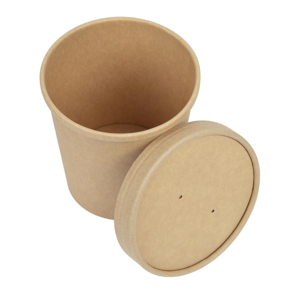Colpac Recycelbar Kraft Mikrowellen Suppenbecher Deckel 450ml (500 Stück) 5 Colpac Recycelbar Kraft Mikrowellen Suppenbecher Deckel 450ml (500 Stück)