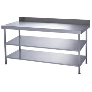 Parry Vollverschweißter Wandtisch aus Edelstahl mit 2 Unterböden 1800 x 600 mm