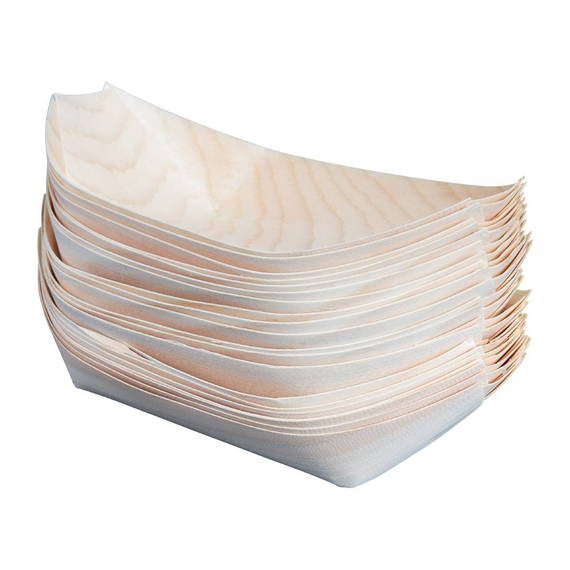 Fiesta Compostable biologisch abbaubare Holz-Schiffchen 19cm (100 Stück) 8 Fiesta Compostable biologisch abbaubare Holz-Schiffchen 19cm (100 Stück)