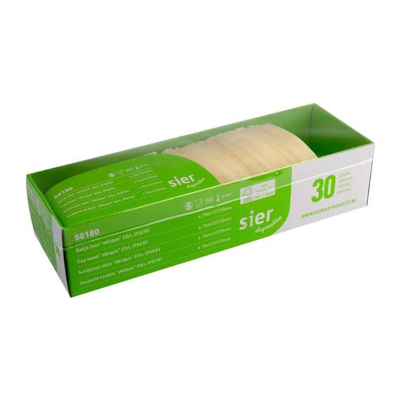 Sier Einwegbecher Holz schräg 22cl. (FSC®) ø70 x h137/70mm (30 Stück) 4 Sier Einwegbecher Holz schräg 22cl. (FSC®) ø70 x h137/70mm (30 Stück)